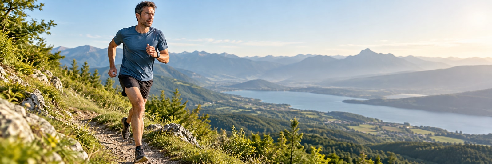 Coureur sur un sentier de montagne.